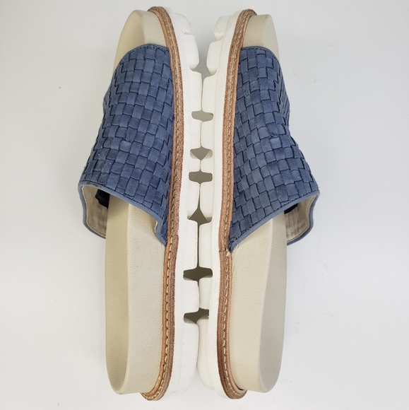 Chocolat Blu Dea Navy Blue Woven Leather Track Sole Slide Sandels Sz 39=8-8.5 - Picture 7 of 11